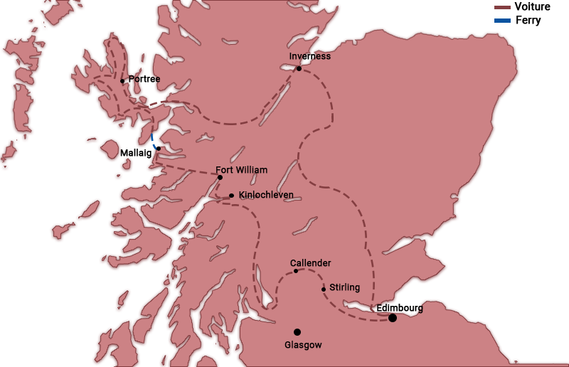 parcours du voyage en Ecosse